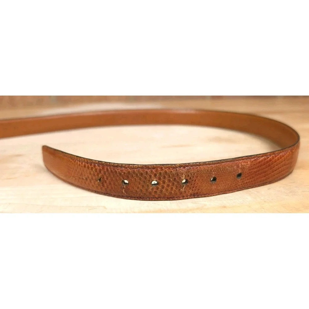 Trafalgar Mens Belt Burnished Java Lizard Brown Sz 34 Brass Buckle